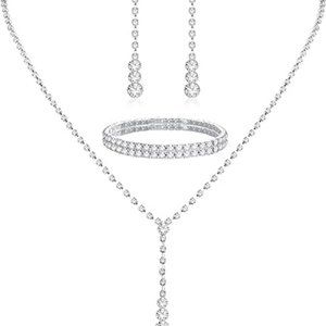 Women Necklace Bracelet Dangle Earrings Set Prom Costume Jewelry Set Accessories